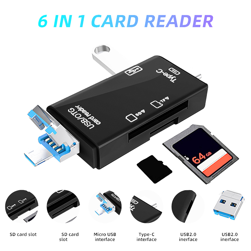 USB Type C Card Reader 6 in 1  - đánh giá và giá Tablet Reading Accessories